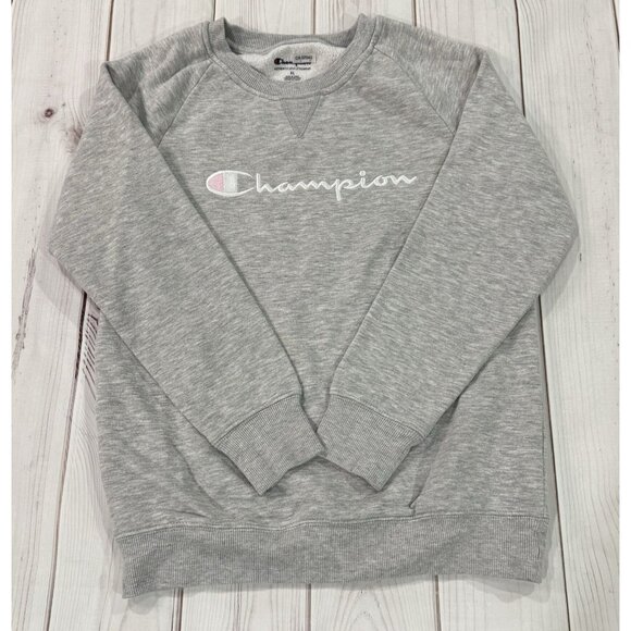 CHAMPION Sweater Girl's Size XL Grey Embroidered Pullover - Picture 1 of 7
